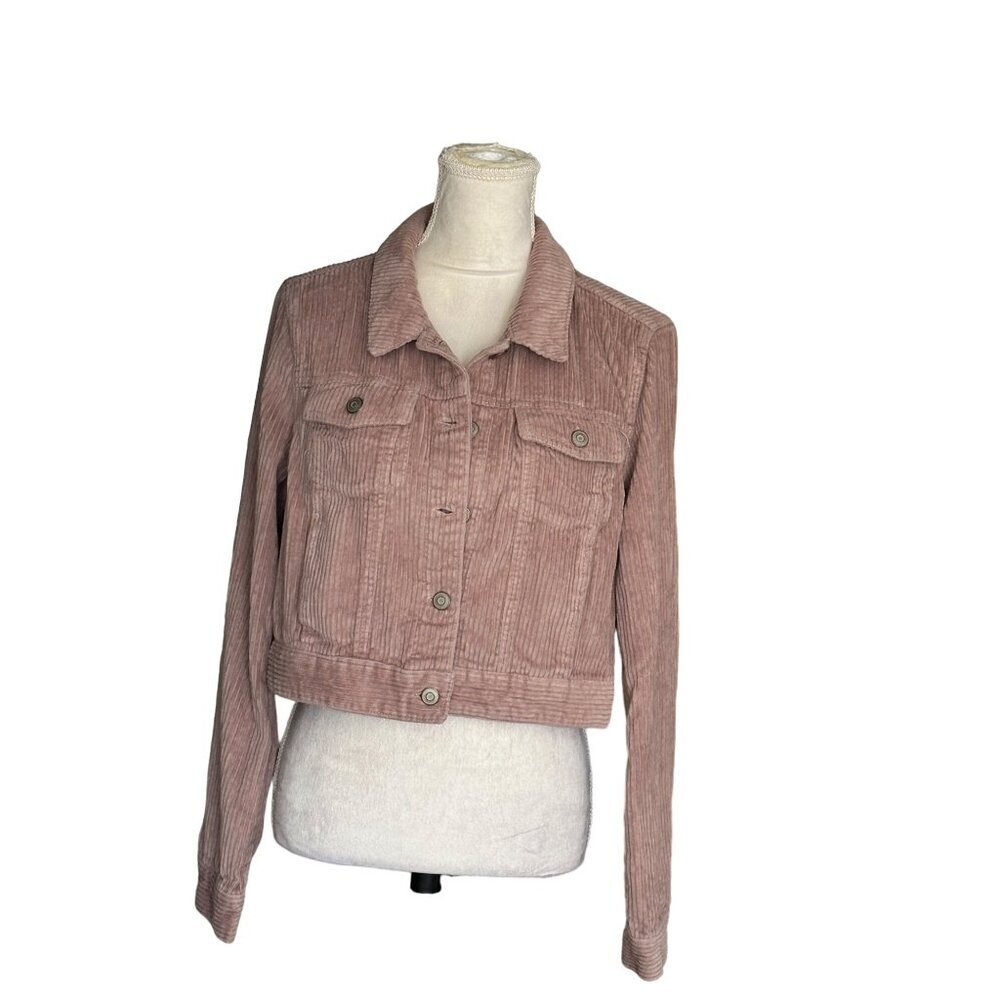 1 Sunset Lane Corduroy Utility Cropped Jacket In Dusty Rose Size M Pockets Chic